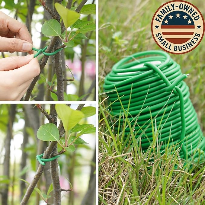 Decoroca Soft Plant Ties for Support - 65.6' Reusable Waterproof Plant Wire, 3.5mm Garden Twist, for Indoor & Outdoor Plants and Home Organizing（1pc/Green）