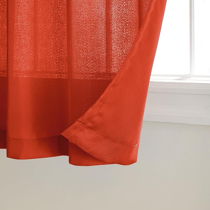 TOWN & COUNTRY BASICS Cabana Solid Heavyweight Indoor Outdoor Curtains, Light Filtering Opacity with Grommet Top, Water Repellent, 2-Pack Set, 54"x84", Mecca Orange