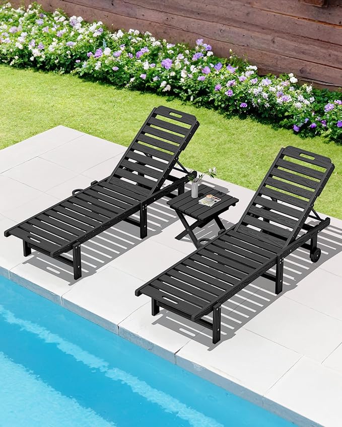 SERWALL Folding Outdoor Side Table Set of 6, Adirondack End Table, Black