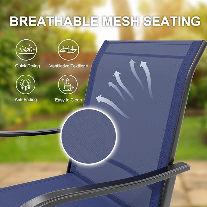 GarveeLife 2 Piece Outdoor Swivel Bar Chairs, Patio High Swivel Bar Stools, All Weather High Back and Armrest Patio Chairs, Outdoor Rotating BarChair Counter Height for Deck Lawn Garden Backyard