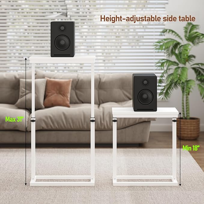 TUTOTAK End Table, Side Table, Tall Couch Table, Sofa Table, Living Room, Bedroom, White TB01BW0832