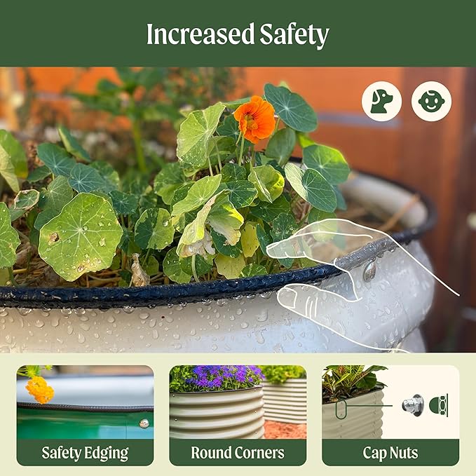 32" Extra Tall Raised Garden Bed Kits, 3.5 x 3.5 x 2.7ft Raised Planter Box Outdoor, 2 x 5 x 2.7ft Deep Root 4 in 1 Modular Metal Raised Beds for Gardening Vegetables Flowers Fruits - Olive Green