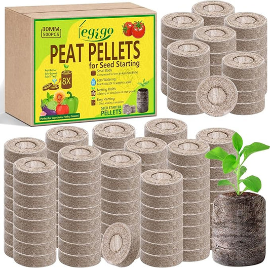 Legigo 500 Pcs 30mm Seed Starter Peat Pellets for Seedlings- Compressed Seed Starter Pods Seed Starting Pellets Plugs Soil Peat Pods for Starting Seeds, Garden Planting Herb Flower Vegetables