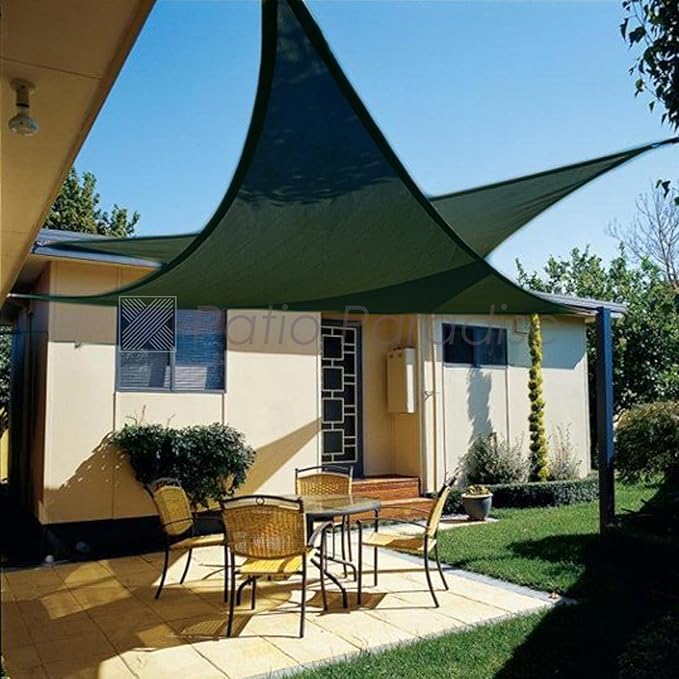 Patio Paradise 7' x 7' x 7' Sun Shade Sail Triangle Canopy Shade Cloth Fabric Sunlight Block Patio Pergola Cover HDPE Deck Awning for Outdoor Backyard Roof Shading, Green