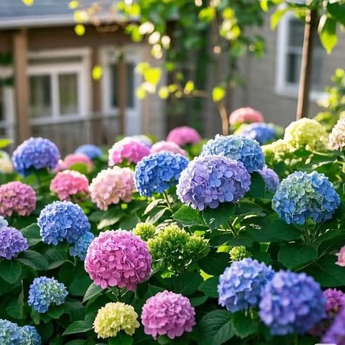 35 Mixed Color Hydrangea Seeds – Blue, Pink & Purple Blooming Flower Seeds for Home Garden Planting, Non-GMO