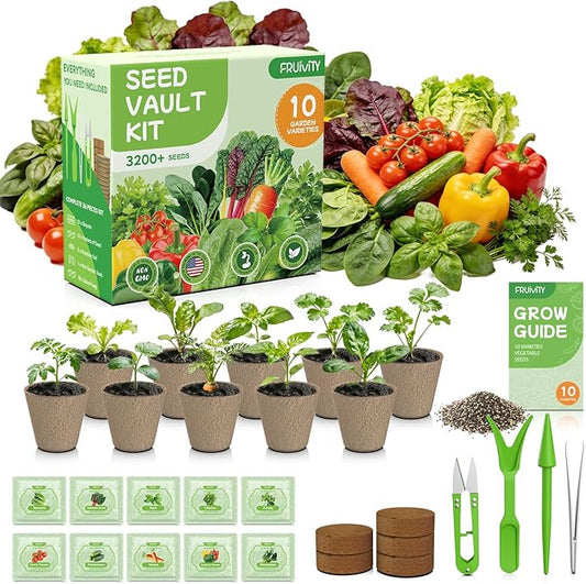 10 Heirloom Seeds Variety Pack - 3200+ Non-GMO Seeds for Planting Vegetables, Indoor Outdoor Garden Seed Starter Kit, Easter Unique Gift for Mother, Women, Mom, Friend, Her