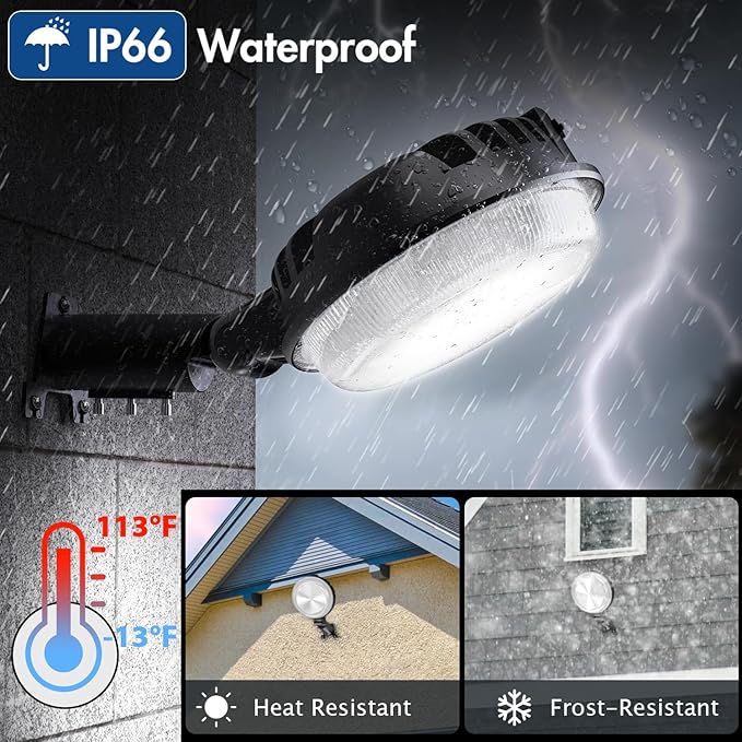 4 Pack 150W LED Barn Light, 20000LM Dusk to Dawn Sensor Security Light with 150° Adjustable Angle Photocell, IP66 Waterproof 6500K Daylight Outdoor Lighting for Farmhouse/Yard/Street