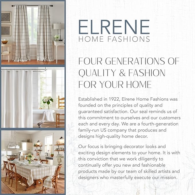 Elrene Home Fashions Highland Stripe Indoor/Outdoor Curtain Panel, 50 inches X 84 inches, Natural