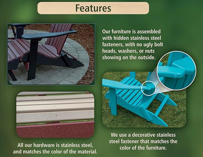 Poly Lumber Wood 4FT Mission Porch Swing Amish Craftsmandship Made in USA HDPE with No Wood fibers 1000 lbs Limit. Stainless Steel Hardware.Signature Design for Patio Outdoor Backyard Garden Park