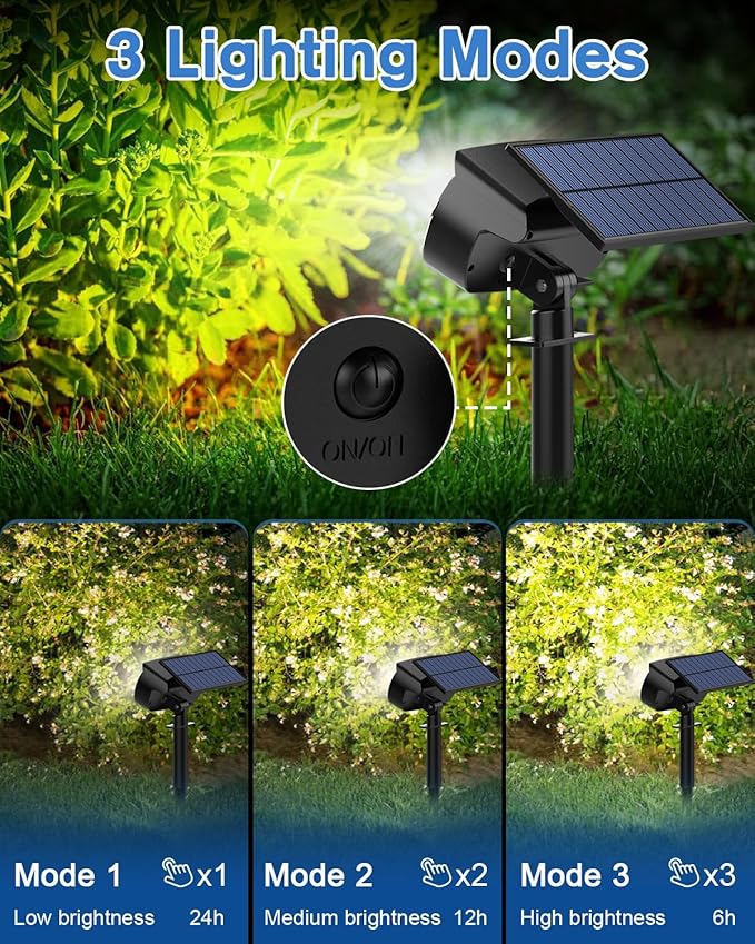 Fabrito Large Solar Spot Lights Outdoor 4 Pack, 1000 Lumens High Brightness, IP65 Waterproof Solar Spotlight with 136 LEDs, Dusk to Dawn Solar Landscape Lights for Yard, Garden, Pathway, Plants(White)