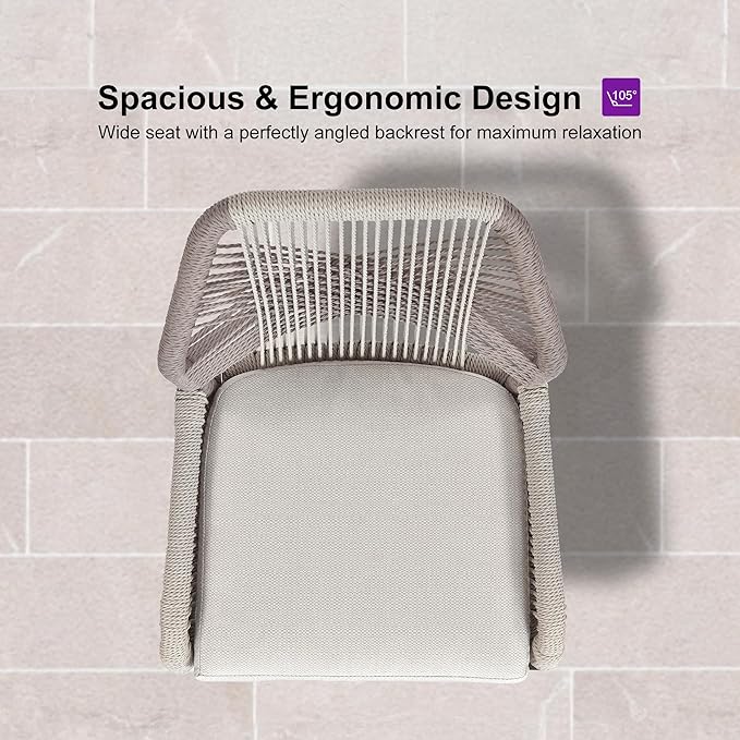 PURPLE LEAF Patio Bar Stool Counter Height Set of 2 Outdoor Rattan Chairs with Back Modern Aluminum Woven Barstools for Garden Indoor Kitchen Coffee