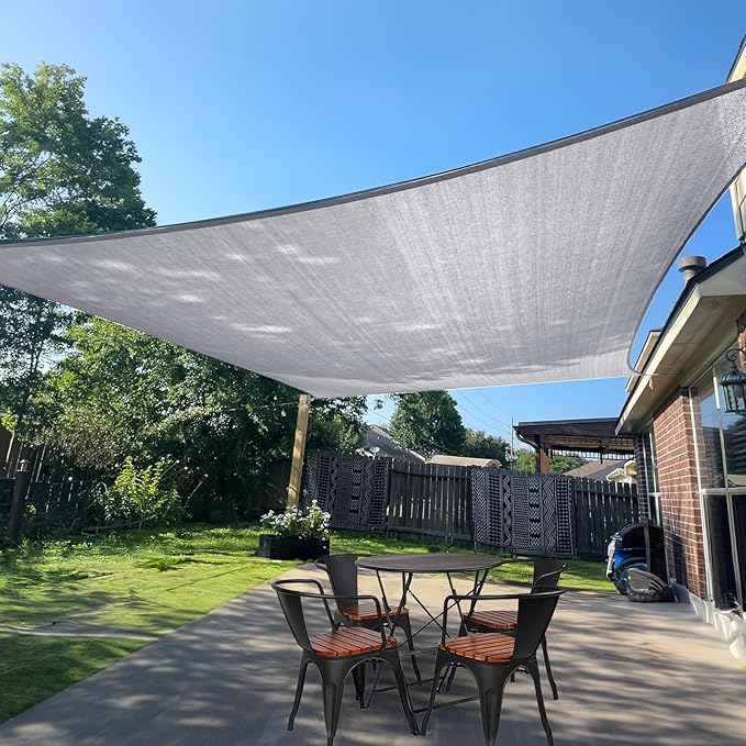 SUNLAX Sun Shade Sail 8' x 10' Silver Grey Rectangle Canopy Sail Shade Cover UV Block Permeable Sunshade Outdoor for Patio Backyard (We Make Custom Size)