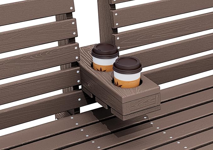 KINGYES Outdoor Hanging Porch Swing Set of 2, Waterproof Swing with Cup Holders for Courtyard & Garden, 660LBS Weight Capacity, White