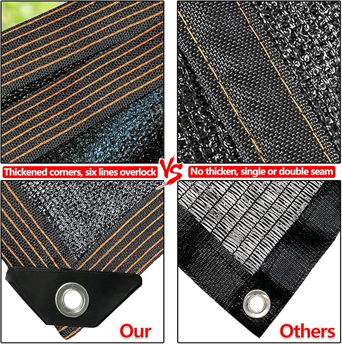 QLOFEI 12x24 FT Shade Cloth with Grommets, 90% Sunblock Outdoor Patio Mesh Tarp, Easier to Hang Neting Cover for Garden Greenhouse Pergola Lawn Kennel Pool Chicken Coop Shade Sail