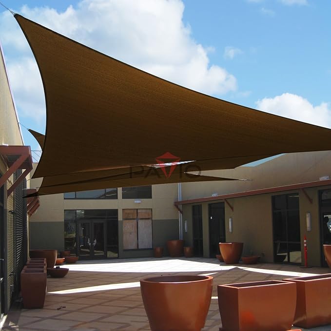 Patio Paradise 12' x 12' x 12' Sun Shade Sail Triangle Canopy Shade Cloth Fabric Sunlight Block Patio Pergola Cover HDPE Deck Awning for Outdoor Backyard Roof Shading, Brown