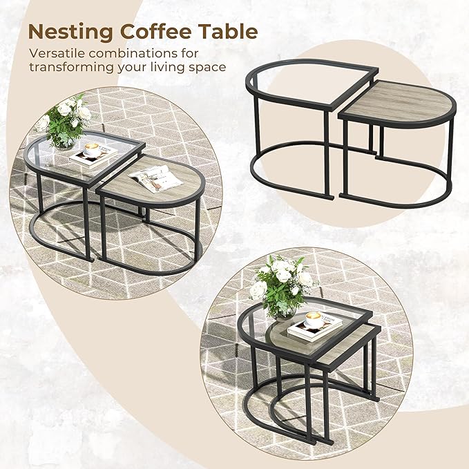 Grand patio 5-Piece Outdoor Furniture Set with Thick Cushions and Coffee Table, Wicker Sofa Conversation Set for Backyard, Natural
