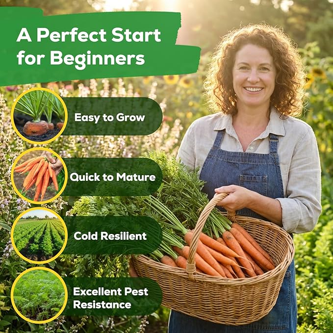 Scarlet Nante Fruivity Carrot Seeds for Planting - 4000+ Non-GMO Heirloom Carrot Seeds, Organic, USA Grown, for Home Garden, Raised Bed & Outdoor Planting