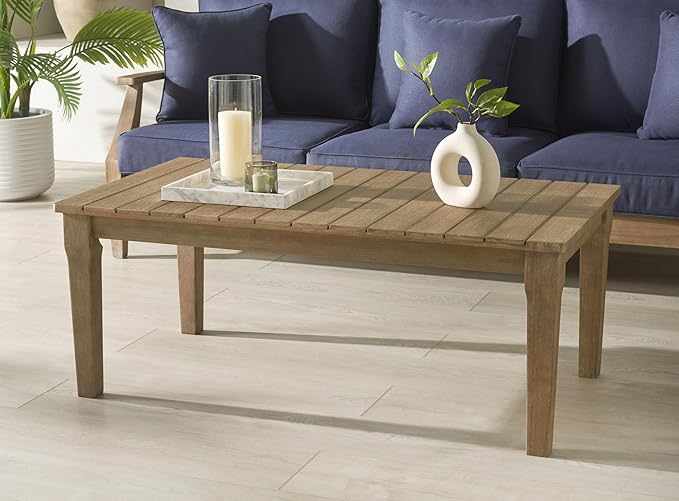 SAFAVIEH Couture Patio Martinique Natural Wood Outdoor Coffee Table