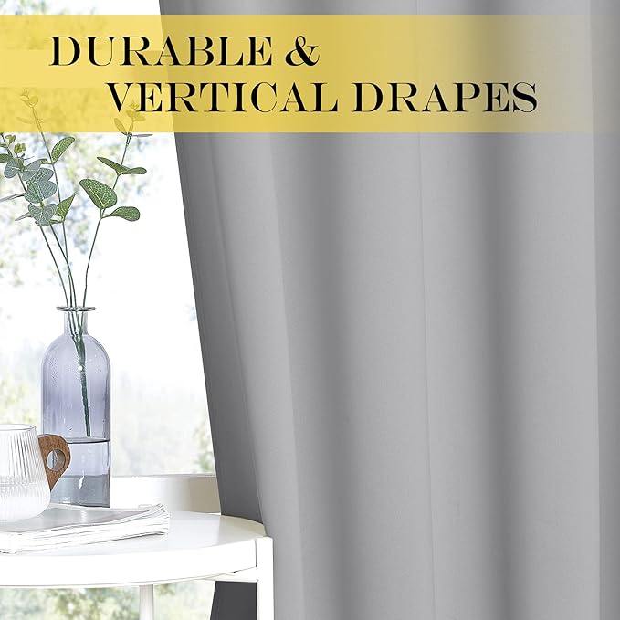 NICETOWN Blackout Silver Grey Curtain Vertical Blinds, Grommet Room Darkening Curtain Thermal Drape Extra Long Sound Dampening for Living Room/Bedroom (W66 x L102, 1 Panel)