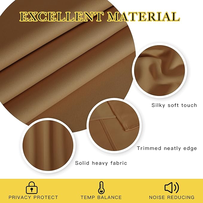 NICETOWN Sliding Glass Door Curtain - Grommet Blackout Room Darkening Door Vertical Blind Sound Proof Thermal Curtain for Dining Room/Bedroom (Gold Brown, W100 x L95, 1 Panel)