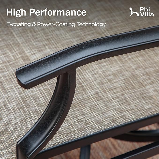 PHI VILLA Swivel Patio Chair Set of 6, 42" High Back Outdoor Chairs with Padded Fabric & E-Coating Frame, All Weather-Resistant for Deck Lawn Garden