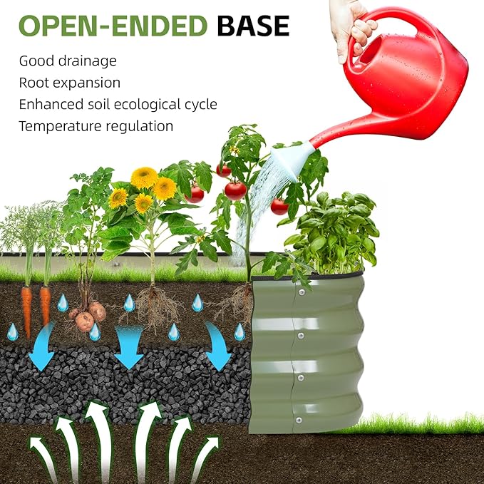 3-in-1 Modular Raised Garden Bed Kit - Adjustable Sizes (4x2x1ft, 3x3x1ft, 5x1x1ft) - Heavy-Duty Galvanized Steel Planter Box with Bracing Rods & Gloves for Vegetables, Fruits, Flowers