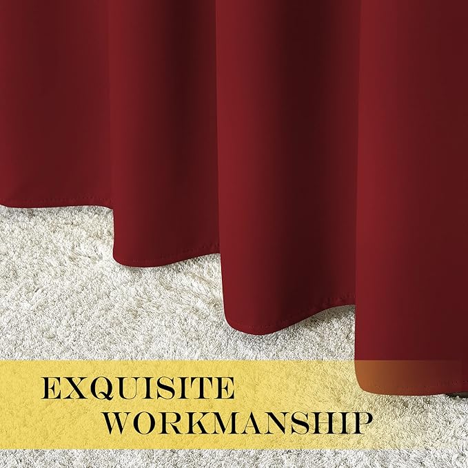 NICETOWN Blackout Curtains for Sliding Glass Door Room Divider Noise Reduce Curtain Panel Portable Window Screen Sliding Partition, W100 x L102 inches, 1 Panel, Burgundy Red