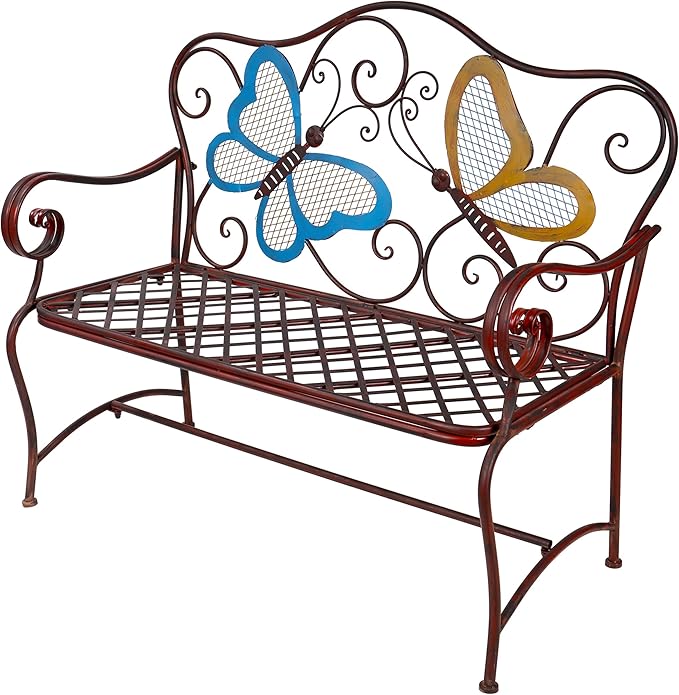 Alpine Corporation 45" x 23" Outdoor 2-Person Butterfly Garden Bench