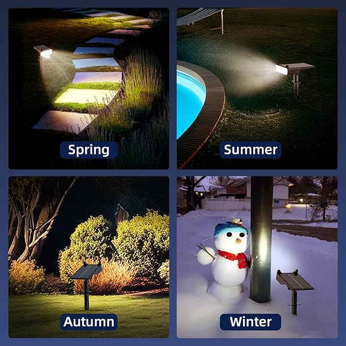 Solar Spotlights Outdoor Waterproof Landscape Path Lights Solar Dusk to Dawn Outdoor Lighting 4 Brightness Modes for Garden Pathway Tree Driveway Porch Yard