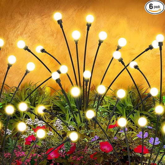 ALSO GO Solar Lights Outdoor, 6 Pack 48 LEDs Firefly Lights, Waterproof Solar Garden Light for Yard Patio Pathway Outdoor Decoration, Gardening Gifts for Women Christmas Decor