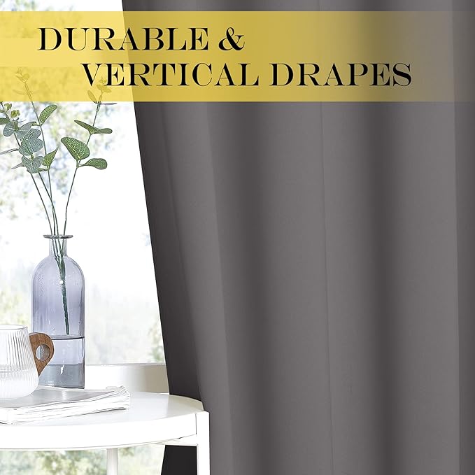 NICETOWN Bedroom Blackout Curtain Panel Extra Long - (W52 by L120 inches, Grey, 1 Panel) Grommet Energy Saving Thermal Insulated for Living Room/Flat