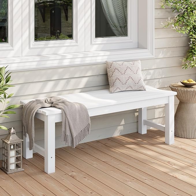 Stoog Outdoor Bench Set of 2, 2-Person Backless Outdoor Benches Weatherproof, Never Rot or Fade, White