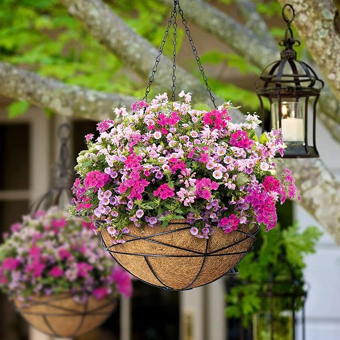 2 Pack 14 Inch Round Replacement Coco Liners for Hanging Basket Natural Coconut Fiber Liner for Flower Planter Pot Coco Coir Pots for Outdoor Garden Planting