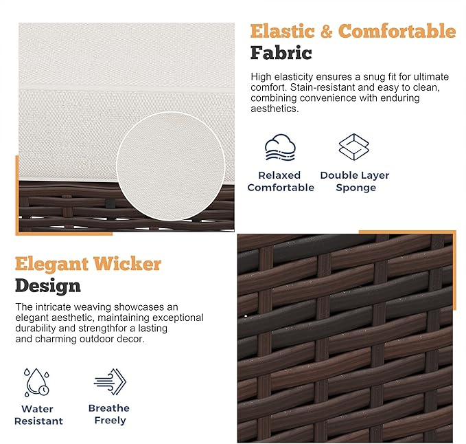 Shintenchi 3 Pieces Patio Furniture Set 3 Pieces PE Rattan Wicker Chairs with Table Outdoor Furniture for Backyard/Garden/Poolside/Outdoor Restaurant Brown Rattan with White Cushion