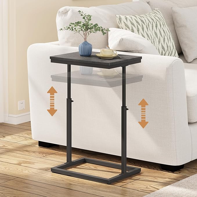 TUTOTAK End Table, Side Table, Tall Couch Table, Sofa Table, Living Room, Bedroom,Black TB01BK083P