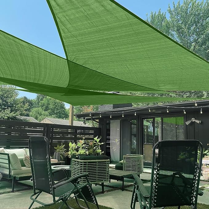 LOVE STORY Custom Size 12'x14'x18.4' Piquant Green Sun Shade Sail Right Triangle Sunshade Fabric Awning Canopy for Patio Backyard Carport Pergola (Customized)