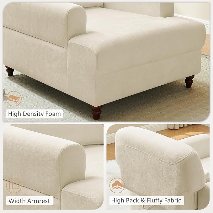 Chaise Lounge Chair Indoor with Adjustable Backrest, Oversized Accent Armchair for Living Room & Bedroom, Upholstered Mid-Century Reading Chair, Comfy Single Sofa Chair, Modern Living Room Chair