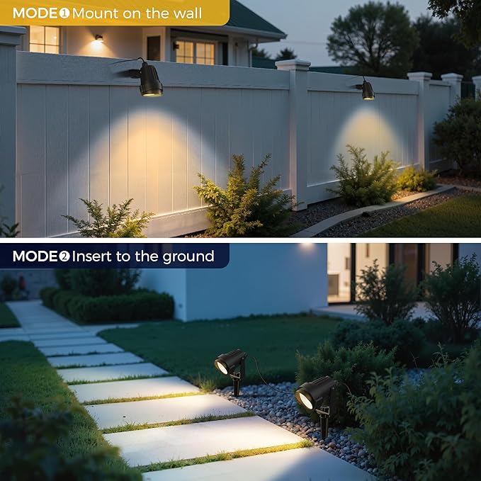 L LOHAS LED 5W Low Voltage Landscape Lighting, Christmas Outdoor Spot Lights with Connectors, 12V 24V IP66 Waterproof 3000K Warm White Plug in Spotlights for Yard, Garden, Pathway, House (24 Pack)