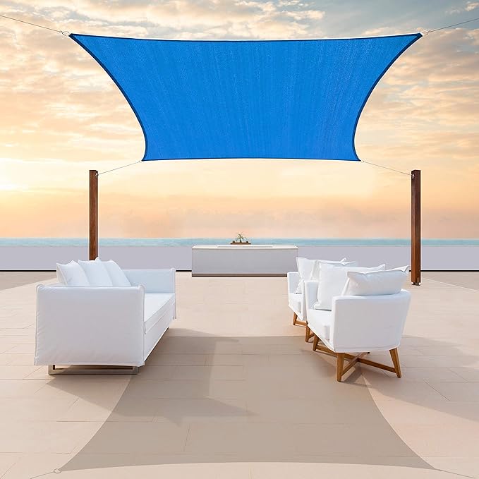 ColourTree TAPR1616 Custom Size 6' x 19' Blue Sun Shade Sail Canopy UV Block UPF50 Rectangle - Commercial Standard Heavy Duty - 190 GSM - 3 Years Warranty