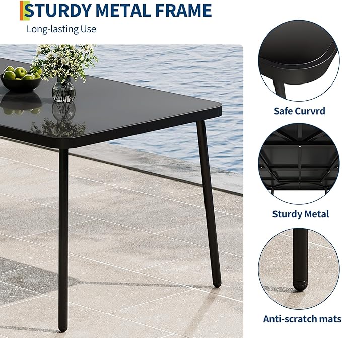 GarveeLife 7 Piece Patio Dining Set, Outdoor All-Weather Wicker Furniture with Table, Patio Conversation Sets with Cushions for Balcony, Garden, Sunroom, Porch