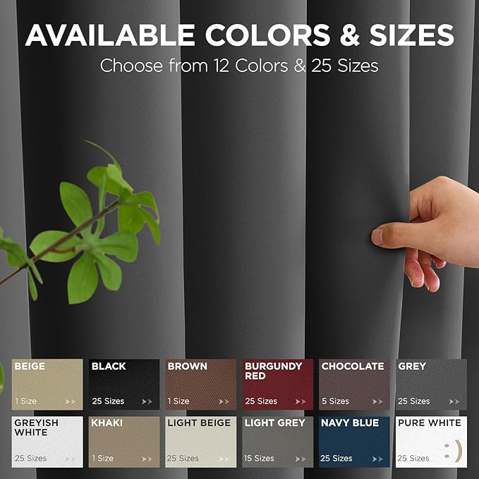 Joydeco Blackout Patio Sliding Door Curtains 108 Inches Long, Grommet Privacy Room Divider Curtains, Extra Wide Thermal Blackout Drapes for Bedroom Living Room (Grey, 70Wx108L, 1 Panel)