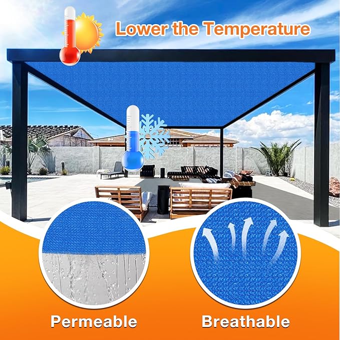 Artpuch Outdoor Pergola Shade Cover 4' X 10' Sun Shade Cloth with Grommets, 90% UV Protection Canopy Patio Privacy Screen (Customized Available) GN107, Blue
