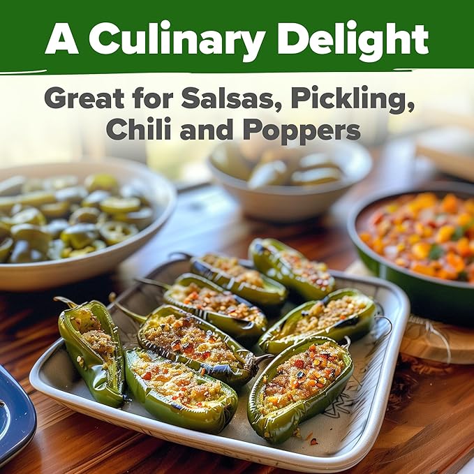 HOME GROWN Jalapeno Pepper Seeds 129+ Heirloom Non-GMO Seeds for Planting, High Germination, Mild to Medium Heat Hot Peppers, Prolific Garden Crop, Perfect for Salsa & Pickling (Capsicum annuum)