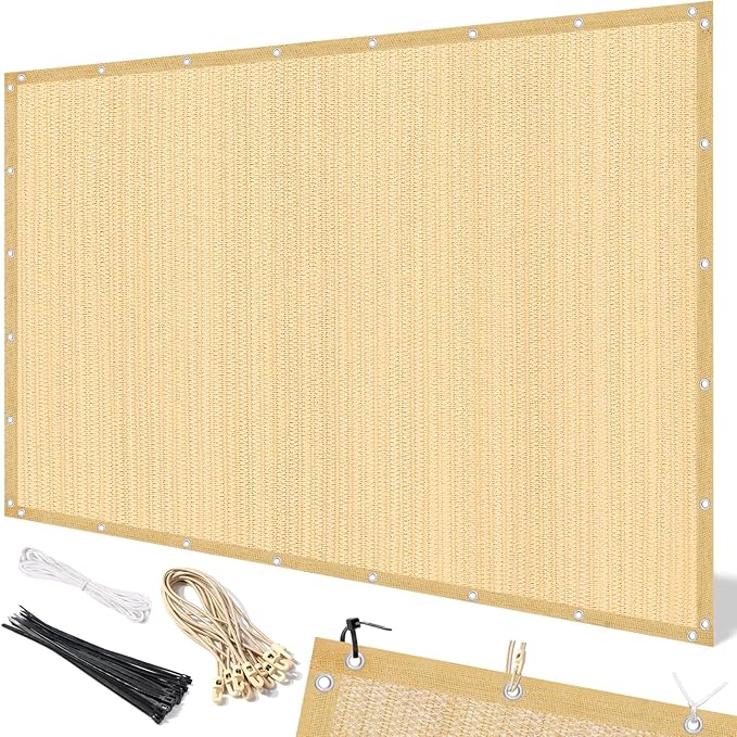 Artpuch 90% Sun Shade Cloth, 12 x 16 FT Pergola Shade Cover Canopy with Grommets, Sun Screen Fabric Tarp for Patio, Outdoor, Garden, Backyard, Wheat