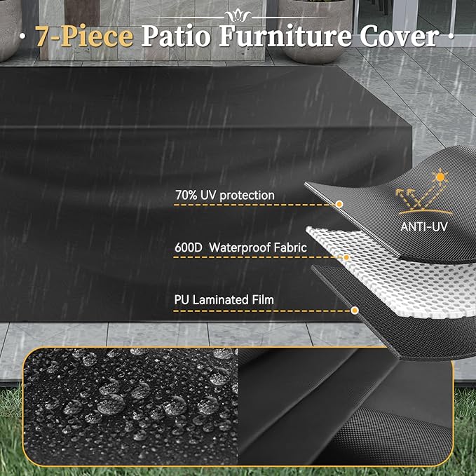Aoxun 15 Piece Patio Furniture Set with 44” Fire Pit Table Wicker Rattan Outdoor Sectional Sofa Set with Coffee Table and Thickened Cushions, Blue (Waterproof Cover Included)