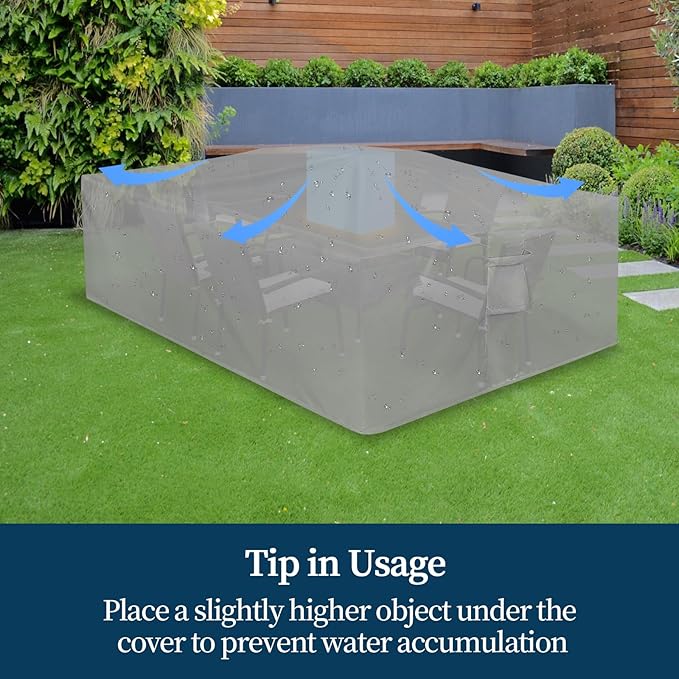 Easy-Going Rectangle Patio Furniture Cover Waterproof Outdoor Dining Table and Chair Cover Anti-UV Outside Sectional Sofa Set Covers (98"L x 78"W x 32"H, Grey)