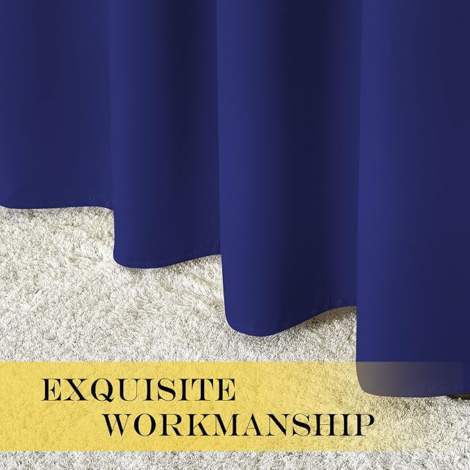 NICETOWN Patio Blackout Curtain Panels - Extra Wide Sliding Door Thermal Insulated Drape, Privacy Room Divider Curtain for Bedroom Office (Navy Blue, 66 x 118 Inch Long)