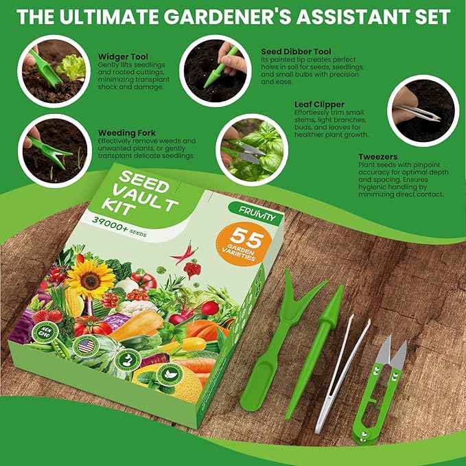 55 Vegetable Seeds Variety Pack - 39,000+ Heirloom Seeds for Planting Vegetables and Fruits, Non-GMO Garden Seeds for Outdoor Planting Gift for Mother, Women, Mom, Friend (55 PCS Vegetable Seeds)