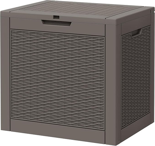 Outdoor Storage Box, Resin Deck Boxes Indoor and outdoor, Waterproof Storage Box Lockable Lid (Grey,31 Gallon)