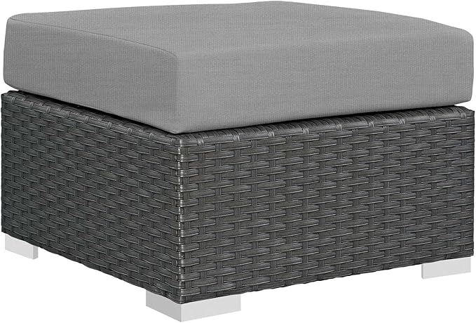 Modway EEI-1855-CHC-GRY Sojourn Outdoor Patio Sunbrella Ottoman in Canvas Gray